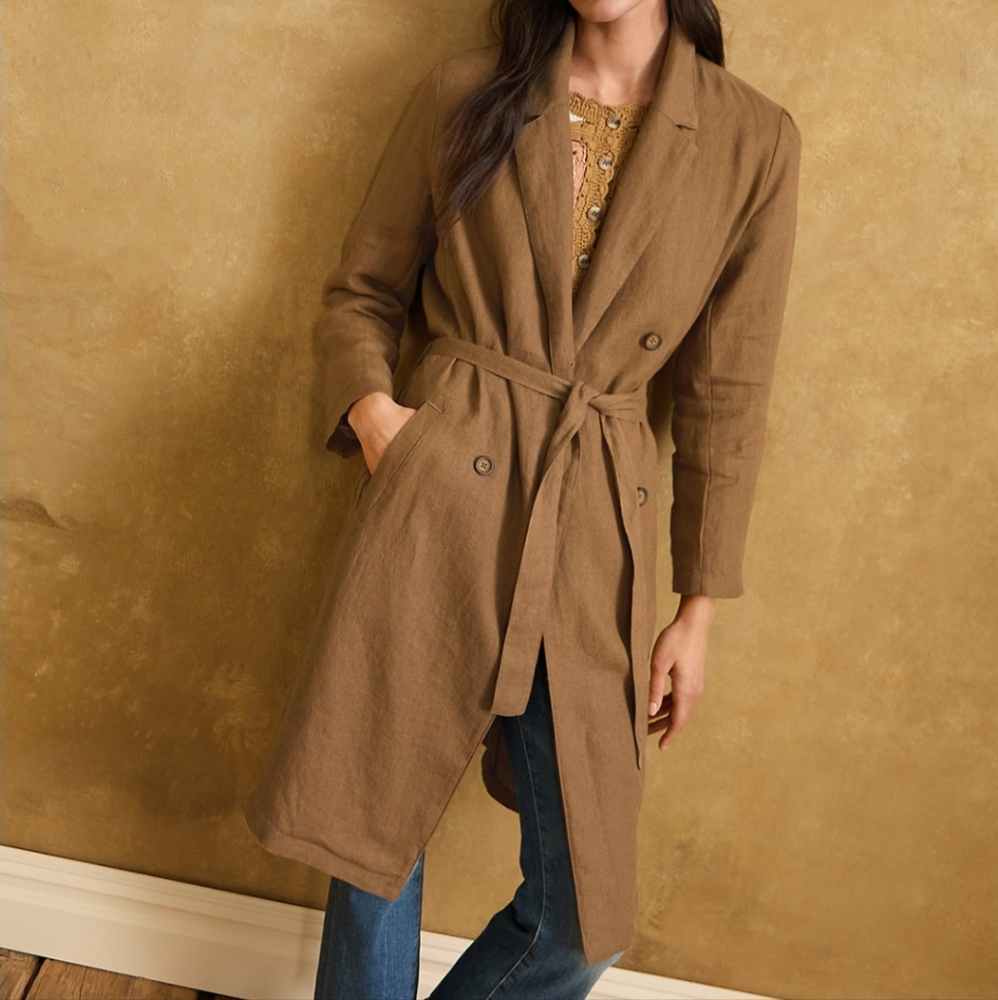 NWOT Garnet Hill Meridian Linen Trench Coat
